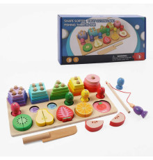 Логічна дерев’яна дошка С 74534 (27) магнітна риболовля, гра з кілочками, сортер, магнітна гра, в коробці