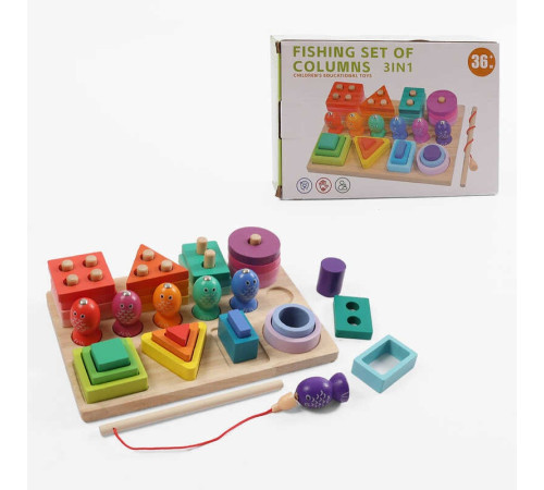 Логічна дерев’яна дошка C 74312 (28) геометричний сортер, кілочки, магнітна риболовля, в коробці – в наличии! Купите сейчас у KAZKOVA