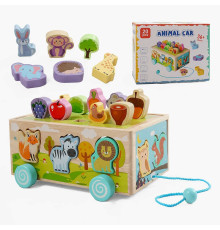 Ігровий центр F 43634 (30) дерев’яний, каталка, сортер за формами, тваринки, фігурки, в коробці