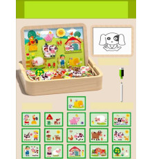 Дерев’яна магнітна дошка C 75301 (32) “Тварини”, магнітні елементи, маркер пиши-витирай, в коробці