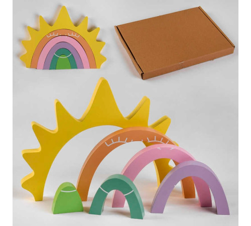Логічна гра С 47863 (32) дерев’яна, пірамідка "Веселка та сонечко", 6 елементів, в коробці – в наличии! Купите сейчас у KAZKOVA