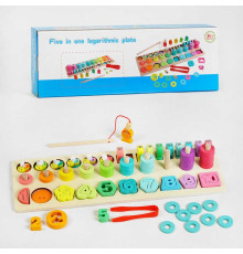 Логічна дерев’яна дошка C 60429 (28) магнітна риболовля, математичний, геометричний сортер, сортер за кольорами, пірамідки, в коробці