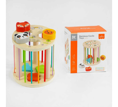 Дерев'яний геометричний сортер C 61499 (48) еластичні стрічки, сортер тварини, в коробці