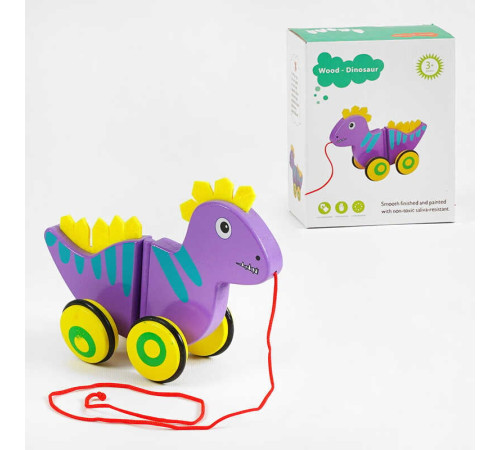 Каталка C 63987 (30) “Динозаврик”, дерев’яна, виляє хвостом, фетрові шипи, в коробці – в наличии! Купите сейчас у KAZKOVA