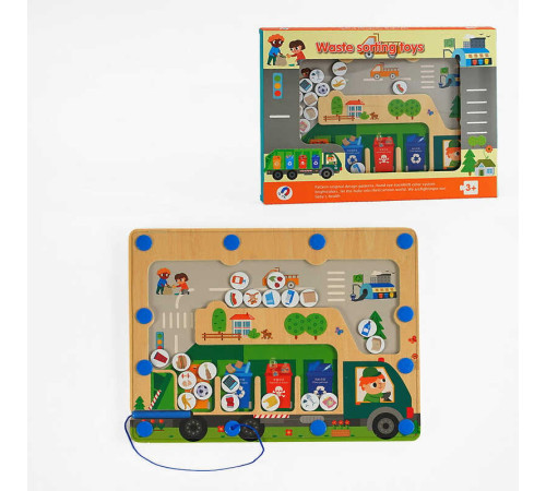 Дерев'яна магнітна гра C 64652 (40) “Сортування сміття”, в коробці
