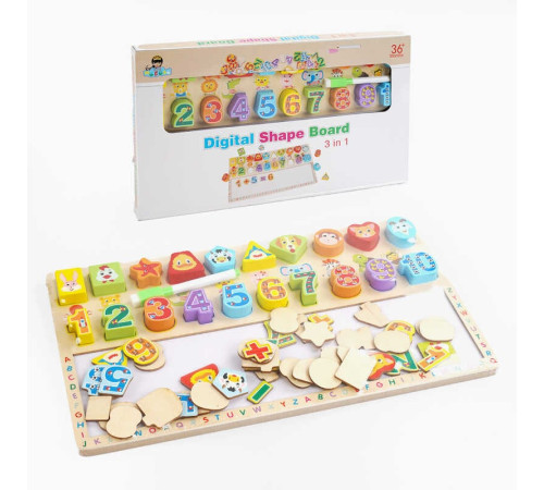 Логічна дерев’яна дошка C 65772 (32) 3в1, сортер, "пиши-стирай", цифри, тваринки, олівець, розв'язання прикладів, у коробці – в наличии! Купите сейчас у KAZKOVA