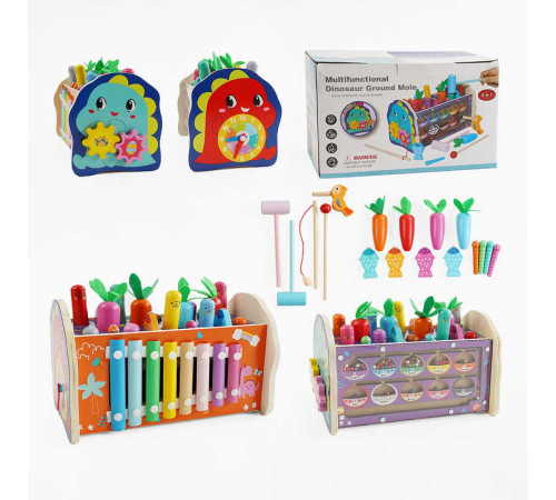 Ігровий центр C 65677 (18) дерев’яний, магнітна риболовля, магнітне сортування кульок, ксилофон, стукалка, гра “Грядка з морквинками”, рухомі шестерні, в коробці – в наличии! Купите сейчас у KAZKOVA