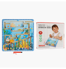 Дошка логічна С 68357 (30) дерев'яна, "Океан", магнітна паличка, кульки, назви кольорів англійською, в коробці