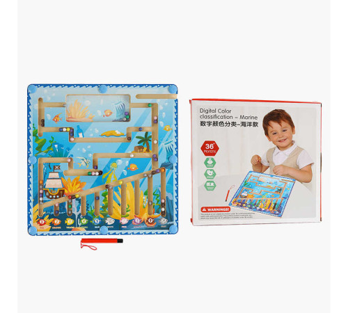 Дошка логічна С 68357 (30) дерев'яна, "Океан", магнітна паличка, кульки, назви кольорів англійською, в коробці – в наличии! Купите сейчас у KAZKOVA