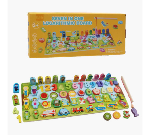 Логічна дерев’яна дошка C 74257 (32) магнітна риболовля, цифри, транспорт, тварини, фрукти, фігурки людей, написи англ. мовою, в коробці – в наличии! Купите сейчас у KAZKOVA