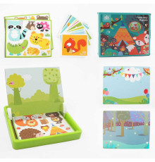 Дерев'яна магнітна дошка С 74451 (28) "Тварини", маркер, картки, магніт, назви англійською мовою, в коробці