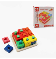 Дерев'яний геометричний сортер 74371 (48) розмір - 15х15х6 см, в коробці