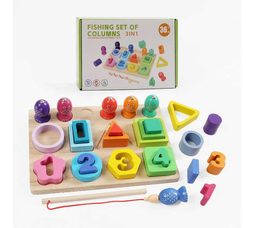 Логічна дерев’яна дошка C 74313 (28) магнітна риболовля, цифри, сортер за кольорами та формами, в коробці – в наличии! Купите сейчас у KAZKOVA