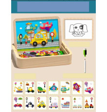 Дерев’яна магнітна дошка C 75302 (32) “Транспорт”, магнітні елементи, маркер пиши-витирай, в коробці