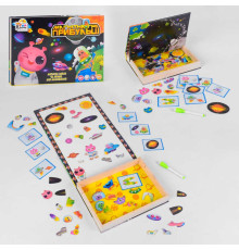 гр Дерев'яна магнітна дошка "Космічні прибульці" 18094 (12) "4FUN Game Club Wood", 68 елементів, пазли, маркер, українською мовою, в коробці