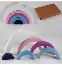 Логічна гра С 47864 (42) дерев’яна, пірамідка "Райдуга та хмаринка", 6 елементів, в коробці