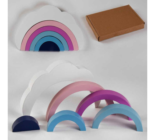 Логічна гра С 47864 (42) дерев’яна, пірамідка "Райдуга та хмаринка", 6 елементів, в коробці – в наличии! Купите сейчас у KAZKOVA