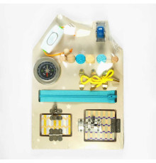 Бізіборд дерев'яний C 64871 (22) компас, шнурівка, змійка, замочки, колесо, перемикач, в коробці