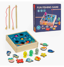 Магнітна риболовля C 65031 (24) дерев'яна, 2 вудки, рибки, в коробці