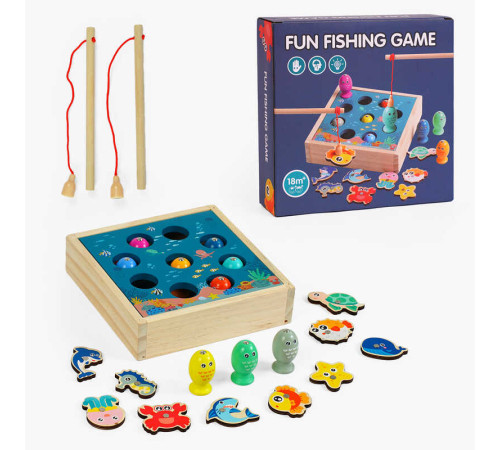 Магнітна риболовля C 65031 (24) дерев'яна, 2 вудки, рибки, в коробці – в наличии! Купите сейчас у KAZKOVA