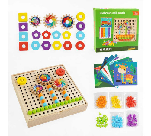 Мозаїка дерев’яна C 68269 (24) шестерні, картки із завданнями, в коробці – в наличии! Купите сейчас у KAZKOVA
