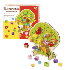 Шнурівка дерев'яна 43929 (24) "WToys", фігурки, намистини, шнурок, дерево, в коробці