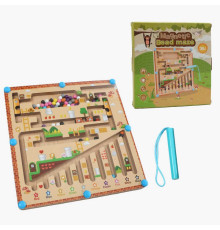 Дерев'яна магнітна гра C 74275 (80) стилус, лабіринт, сортер, кольори англійською, цифри, в коробці