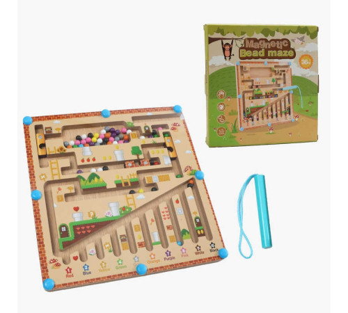 Дерев'яна магнітна гра C 74275 (80) стилус, лабіринт, сортер, кольори англійською, цифри, в коробці – в наличии! Купите сейчас у KAZKOVA