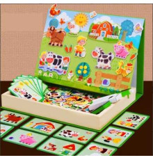 Дерев'яна магнітна дошка C 74012 (32) “Ферма”, картки із завданнями, дошка пиши-стирай, в коробці