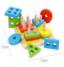 Дерев'яний геометричний сортер 74381 (96) розмір - 13х13х5.5 см, в коробці