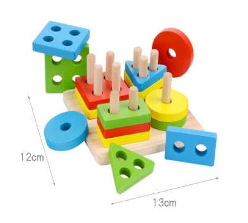 Дерев'яний геометричний сортер 74381 (96) розмір - 13х13х5.5 см, в коробці – в наличии! Купите сейчас у KAZKOVA