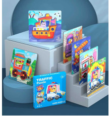 Пазли-вкладиші С 74366 (80) 6 дерев'яних дошок, 14х14 см, тематичні зображення, великі елементи-вкладиші, в коробці