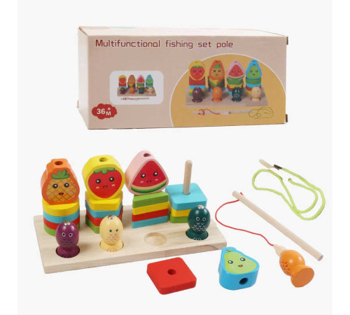 Логічна дерев’яна дошка F 43638 (48) магнітна риболовля, кілочки, сортер за кольорами та формами, в коробці – в наличии! Купите сейчас у KAZKOVA