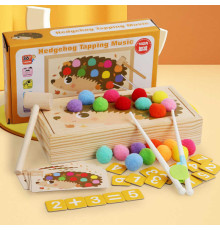 Математична гра C 74565 (40) дерев’яна, цифри, арифметичні знаки, молоточок, палички, кульки, картки, в коробці