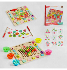 гр Логічна дерев’яна дошка 30351 (12) "4FUN Game Club Wood", магнітна риболовля, сортер, мозаїка, гра-шнурівка, кульки, в коробці