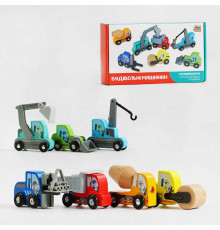 гр Будівельні машинки 76523 (32) "4FUN Game Club Wood", 7 машинок, у коробці