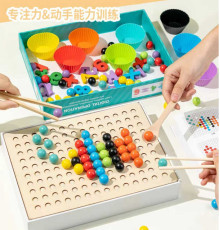 Мозаїка дерев’яна C 71003 (20) сортер, картки-зразки, інструменти, кульки, цифри, в коробці