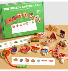 Шнурівка дерев’яна C 73241 (48) 18 елементів, 8 карток із завданнями, текстильний мішечок, в коробці