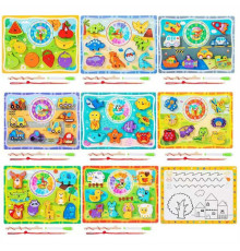 Вкладиші C 73327 (60) магнітна риболовля, шнурівка, аналоговий годинник, дошка “пиши-витирай”, маркер, у плівці, ВИДАЄТЬСЯ ТІЛЬКИ МІКС ВИДІВ