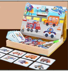 Дерев'яна магнітна дошка C 74014 (32) “Транспорт”, картки із завданнями, дошка пиши-стирай, в коробці