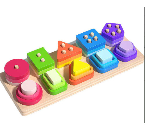 Дерев'яний геометричний сортер C 74023 (40) 31.5х12.5х1.2 см, геометричні фігури з різною кількістю отворів, в коробці – в наличии! Купите сейчас у KAZKOVA