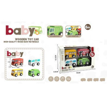 Набір машин YE 031 (48) дерев’яні, 4 штуки, в коробці