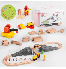 Залізниця C 46259 (4) "Ферма", 69 деталей, на магнітах потяг та 2 вагони, 2 машинки, 3 фігурки людей, 3 фігурки тварин, у валізі