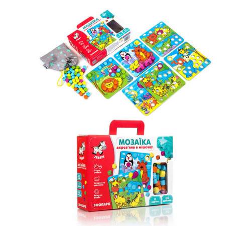 гр Гра настільна "Мозаїка. Зоопарк" (укр) ZB2002-02 (6) "Vladi Toys", гра-сортер, у коробці
