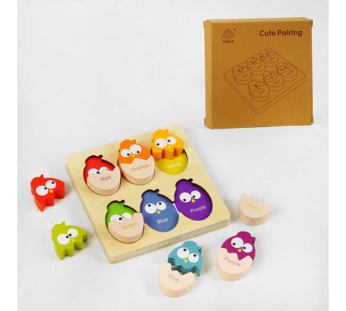 Вкладиші C 60391 (36) дерев'яні, пташки, кольори англійською, в коробці