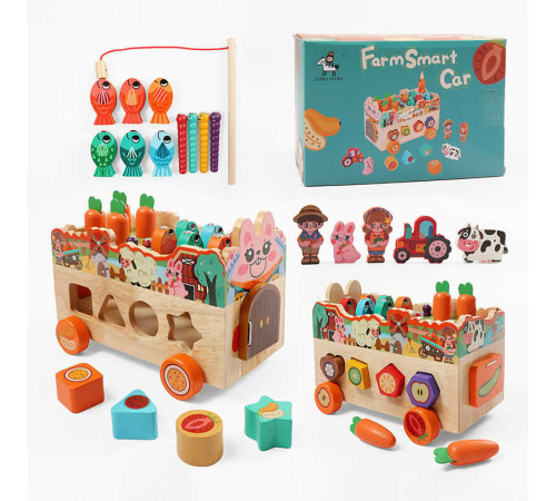 Ігровий центр С 62748 (18) дерев’яний, каталка, сортер, магнітна риболовля з вудочкою, в коробці