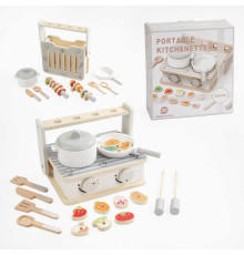 Плита дерев'яна С 65831 (16) гриль, каструля, пательня, кухонне приладдя, продукти, в коробці