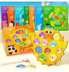 Магнітна риболовля C 70998 (80) дерев’яна, пазл - вкладиш, сортер, кольори, цифри, рахування, магнітна вудочка, ВИДАЄТЬСЯ ТІЛЬКИ МІКС ВИДІВ