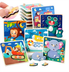 Пазли-вкладиші C 73255 (200) дерев’яні, ручка-тримач, в пакеті, ВИДАЄТЬСЯ ТІЛЬКИ МІКС ВИДІВ