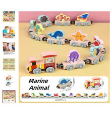 Потяг магнітний C 73283 (40) “Жителі океану”, дерев'яний, в коробці